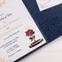 Beauty and the beast navy blue red rose pocket wedding invitations CWIL80
